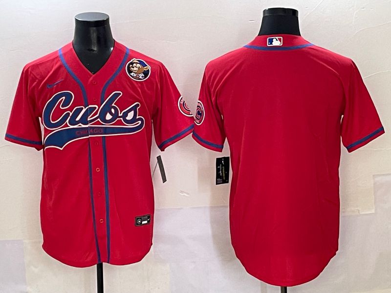 Men 2025 Chicago Cubs Blank Red Joint Name Nike MLB Jersey style 3